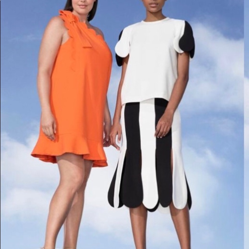 Viktoria Beckham black and white tulip skirt